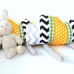 Playmat, Baby Blanket, Patchwork Blanket 100 X cm Thickly Padded in Yellow/Green/Grey, Also Available As A Set With Cloud Cushions. Handmade - thumbnail 4