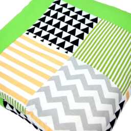 Playmat, Baby Blanket, Patchwork Blanket 100 X cm Thickly Padded in Yellow/Green/Grey, Also Available As A Set With Cloud Cushions. Handmade - thumbnail 2