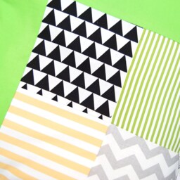 Playmat, Baby Blanket, Patchwork Blanket 100 X cm Thickly Padded in Yellow/Green/Grey, Also Available As A Set With Cloud Cushions. Handmade - thumbnail 3