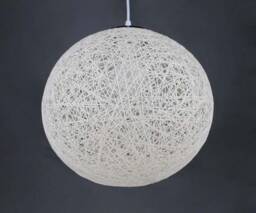 Handwoven Paper Rope Globe Pendant Light White Decor Lighting - thumbnail 3