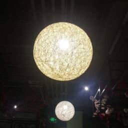 Handwoven Paper Rope Globe Pendant Light White Decor Lighting - thumbnail 2