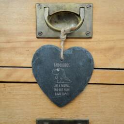 Taidsaurus, Natural Slate Heart Decoration, Fathers Day Gift, Dinosaur Wall Hanging, Gift For Taid, Welsh Grandad, Funny Home Decor - thumbnail 1