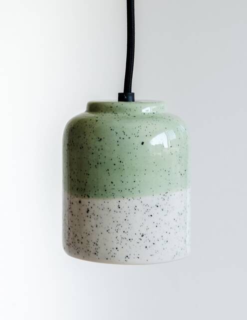 Pendant Lamp - Mint Speckles Handmade Ceramic - image 1
