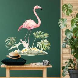 Flamingo & Plants Wall Decals, Plastic-Free Stickers