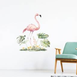 Flamingo & Plants Wall Decals, Plastic-Free Stickers - thumbnail 2