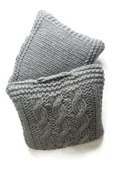 Chunky Cable Knit Pillow - Braided Wool Gray Throw - thumbnail 3