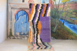 Custom Runner Moroccan Hand Knotted Runner Rug, Wool Rug Shaggy Authentic Moroccan Rug, Fluffy Rug - thumbnail 1
