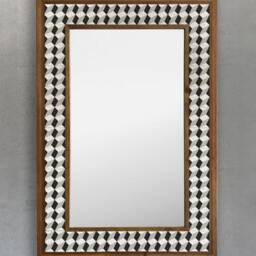Wall Hanging Mirror, Home Decor Mosaic Stone Tile, Wooden Frame Marble Natural Hangings Christmas Gift - thumbnail 2