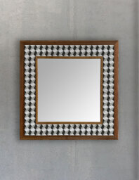 Wall Hanging Mirror, Home Decor Mosaic Stone Tile, Wooden Frame Marble Natural Hangings Christmas Gift - thumbnail 1