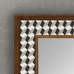 Wall Hanging Mirror, Home Decor Mosaic Stone Tile, Wooden Frame Marble Natural Hangings Christmas Gift - thumbnail 3