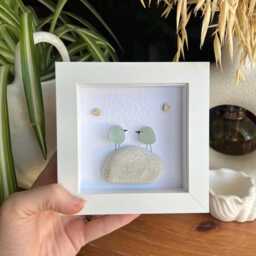 Personalized Sea Glass Love Birds Art Pebble Couple Gift - thumbnail 3