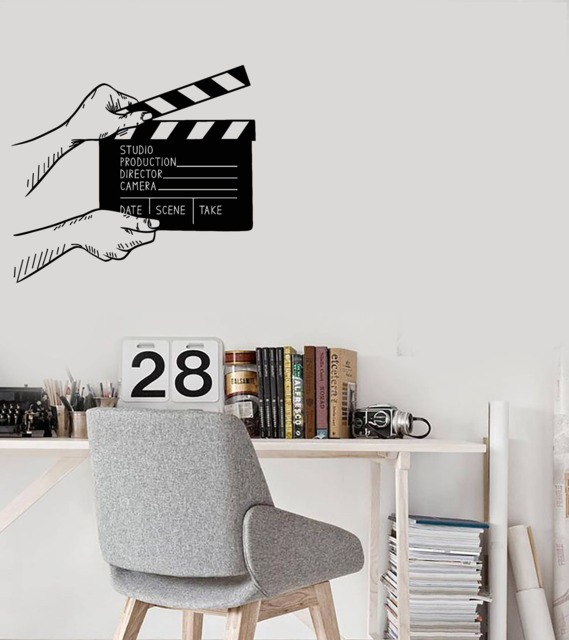 Clapperboard Vinyl Wall Decal Filming Cinema Decor Movie Room Stickers Mural 2713Di - image 1