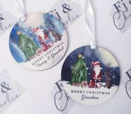 Personalised Christmas Decoration, Merry Christmas, Tree Ornament, Grandma, Nanny, Any Name, Glittery, Sparkle, Santa
