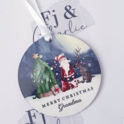 Personalised Christmas Decoration, Merry Christmas, Tree Ornament, Grandma, Nanny, Any Name, Glittery, Sparkle, Santa - thumbnail 2