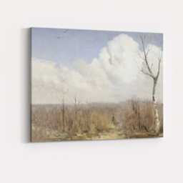 Minimalist Winter Marshland Bare Trees Under Billowing Clouds Canvas Wall Art Print Decor Picture Ready To Hang - thumbnail 4