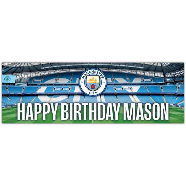 Manchester City Birthday - Personalised Football Banner Wall Sticker - image 1