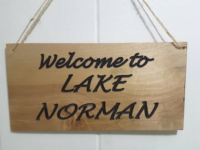 Wood Lake Norman Sign Rustic Carved Welcome Sign - image 1