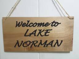 Wood Lake Norman Sign Rustic Carved Welcome Sign - thumbnail 1