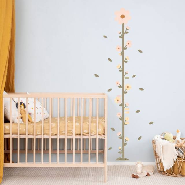 Daisy Flower Height Chart Wall Decal, Plastic-Free Wall Stickers For Kids Rooms - image 1