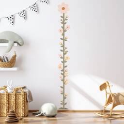 Daisy Flower Height Chart Wall Decal, Plastic-Free Wall Stickers For Kids Rooms - thumbnail 3