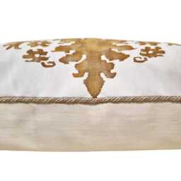 Fortuny Fabric Throw Pillow Cushion Cover in Caramel & White Glicine Pattern - Made Italy - thumbnail 2