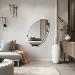 Egg Shaped Mirror, Ovoid Asymmetrical Oblong Pond Wall Mirror - Unique Home Decor For Funky Modern Twist - thumbnail 3