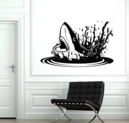 Shark Vinyl Wall Decal Ocean Sea Dangerous Predator Guaranteed Quality Decor Stickers Mural - #2084Di - thumbnail 1