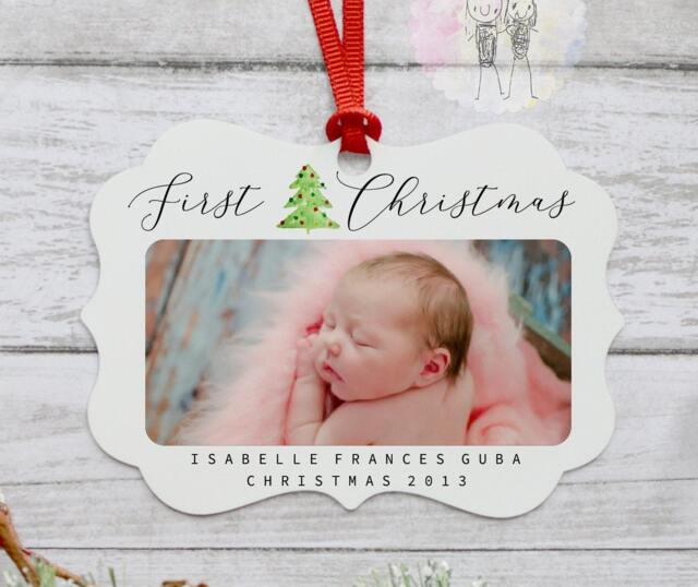 Personalised Baby's First Christmas Photo Tree Decoration - Baby Bauble Ornament 1st