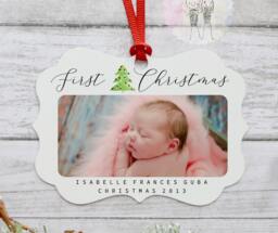 Personalised Baby's First Christmas Photo Tree Decoration - Baby Bauble Ornament 1st