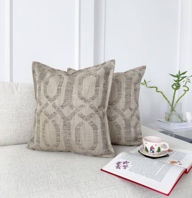 Linen Basketweave Pillow Cover Rustic Geometric Cushion Textured Woven Throw Farmhouse Boho Home Decor - All Sizes - image 1