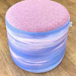 Dusky Pink Harris Tweed & Skyscape Linen Floating Footstool - thumbnail 2