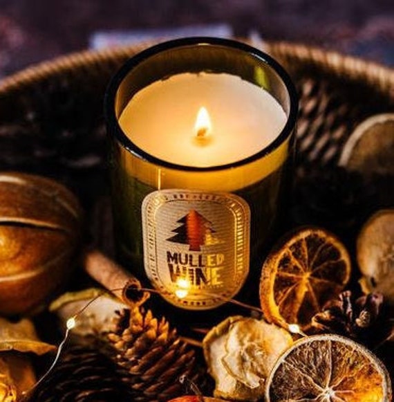 Yule Tide Candle Christmas Gift For Her Home Decor Present Idea Natural Soy Hand Poured Wine Set
