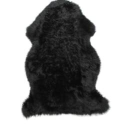 Luxury Genuine Sheepskin Silky Glossy Black Rug Throw - thumbnail 3