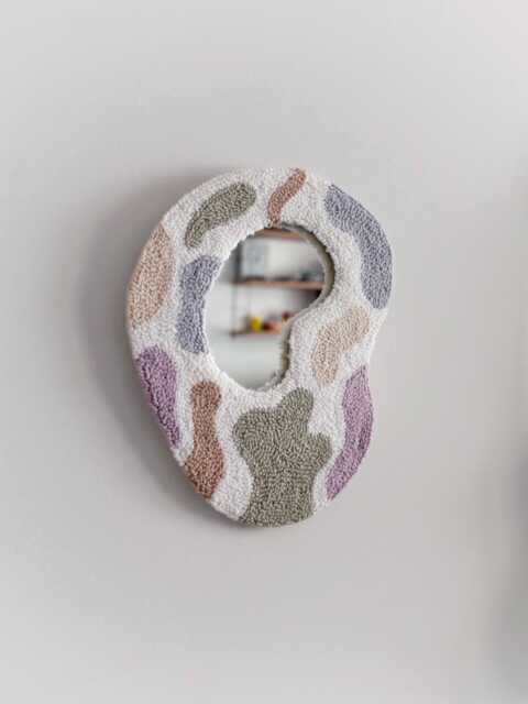 Punch Needle Mirror - Handmade Tufted Wall Fiber Art Boho Home Decor - image 1