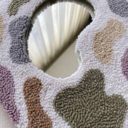 Punch Needle Mirror - Handmade Tufted Wall Fiber Art Boho Home Decor - thumbnail 4