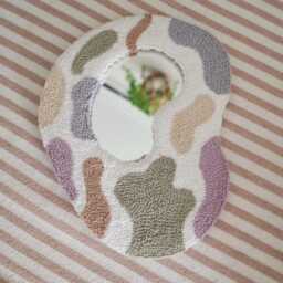 Punch Needle Mirror - Handmade Tufted Wall Fiber Art Boho Home Decor - thumbnail 2