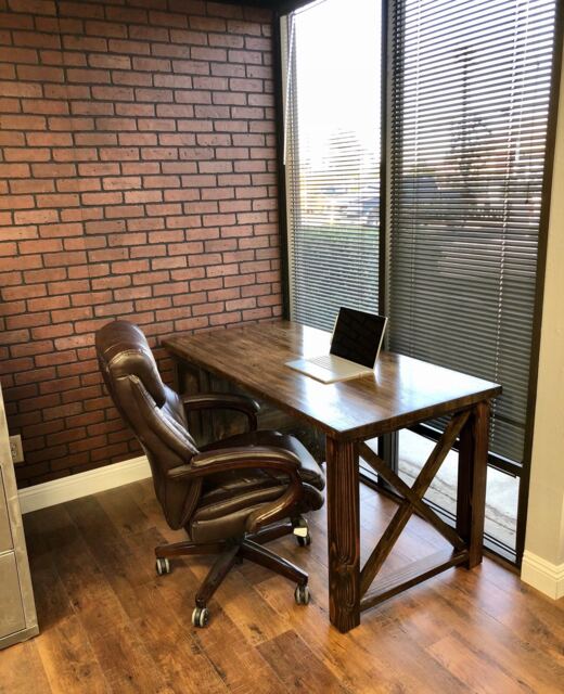 Solid Wood Butcher Block Desk - X Legs, Rustic Farmhouse Cabinet - image 1