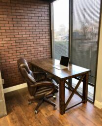 Solid Wood Butcher Block Desk - X Legs, Rustic Farmhouse Cabinet - thumbnail 1