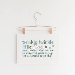 Twinkle Little Star Print, Boys Nursery Prints, Muted Colours, Bedroom Decor, Wall Art, Baby Boy Gift - thumbnail 3