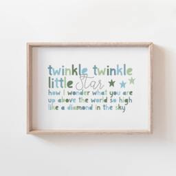 Twinkle Little Star Print, Boys Nursery Prints, Muted Colours, Bedroom Decor, Wall Art, Baby Boy Gift - thumbnail 1