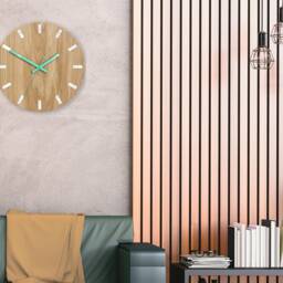 Wall Clock, Geometric Modern Wooden Living Room Decor, Kitchen Clock, Round Office Gift - thumbnail 3
