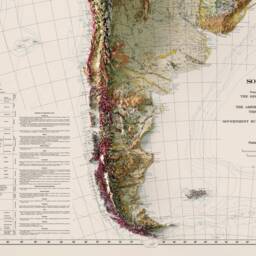 South America Geological Map - Elevation 1950 2D Vintage Poster Brazil Argentna Colombia Guyana Paraguay Venezuala - thumbnail 3