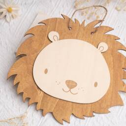 Wooden Door Plaque Lion Customizable With Your Child's First Name/Children's Room Decoration Christmas Gift, Birthday 1 Year 2 Years - thumbnail 3