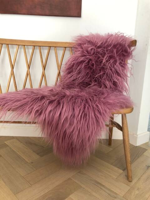Beautiful Deep Pink Icelandic Sheepskin Throw, Dark Purple Rug, Chair Cover, Bedroom Throw, Luxury Eco Certified Wool Rug, Home Deco - image 1