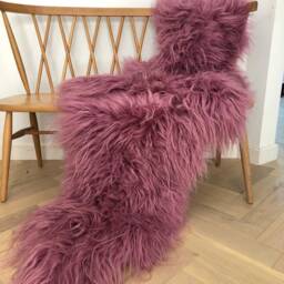 Beautiful Deep Pink Icelandic Sheepskin Throw, Dark Purple Rug, Chair Cover, Bedroom Throw, Luxury Eco Certified Wool Rug, Home Deco - thumbnail 2