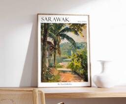 Sarawak Travel Poster Vintage Malaysian Art Print - thumbnail 1