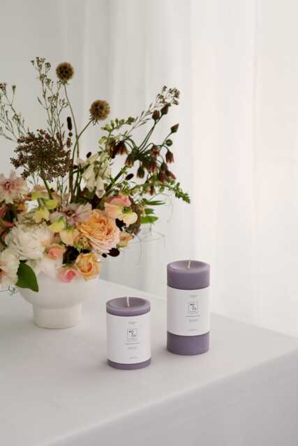 Beeswax Pillar Candles Candles, Purple Lavender Spring Decor, Easter Table Natural Handmade in Usa - image 1