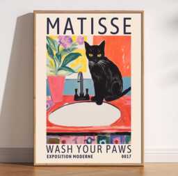 Matisse Cat Print Fauvist Bathroom Decor, Retro Modern Art - thumbnail 1