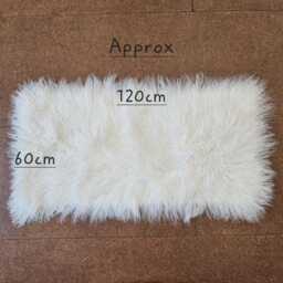 Mongolian Sheepskin Rug - Tibetan Style, Stone Or Ivory Approx - 120cm X 60cm - thumbnail 2