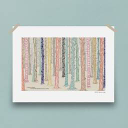 Illustration Forest A4, Nature Art, Home Decor, Illustration Print, Forest Tree Art - thumbnail 3